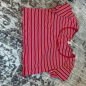 White and red crop top, size L, 95% cotton and 5%spandex